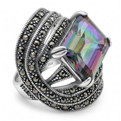 Big Dreamer Massive 17.8 carat Mystic Topaz .925 Sterling Silver handcrafted Large ring size 7