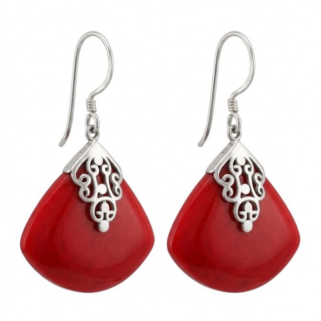Elizabeth Natural Fossilized Coral .925 Sterling Silver handcrafted earrings