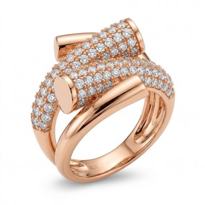 SPECTACULAR 5.9 carat White Topaz Sterling Silver Italy made Silver dipped in 18K ROSE Gold Ring size 7 1/4