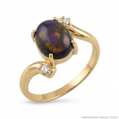 A Milky Way Genuine 4.8 carat Black Opal 18K Gold over .925 Sterling Silver handmade Ring size 7 1/2