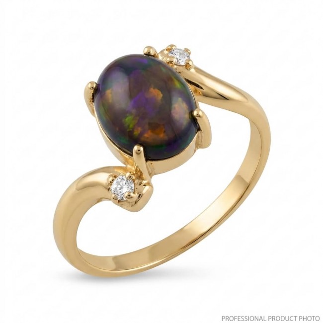 A Milky Way Genuine 4.8 carat Black Opal 18K Gold over .925 Sterling Silver handmade Ring size 7 1/2