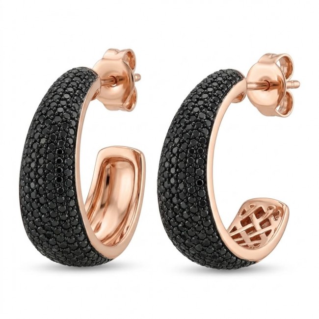 Authentic 6.2 carat Black Diamond 22K Rose Gold over .925 Sterling Silver handcrafted earrings