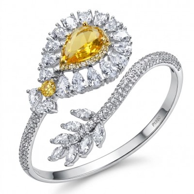 Dolce Vita - Precious Natural 18.5 carat yellow Sapphire .925 Sterling Silver handcrafted LARGE bracelet