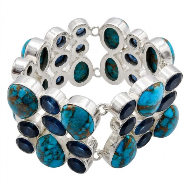 Luxurious one of a kind 65.8 carat Copper Turquoise .925 Sterling Silver handmade Bracelet