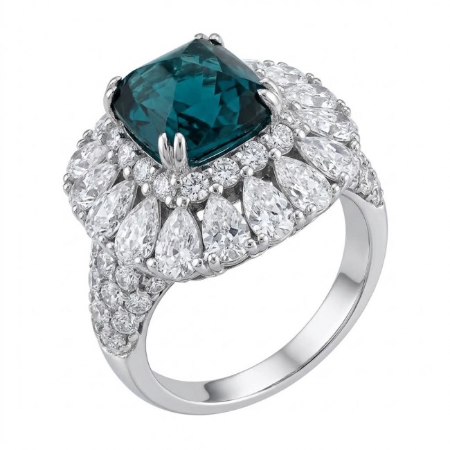 Amazonia - 6.1 carat Aquamarine.925 Sterling Silver handmade Statemen .925 Sterling Silver ring size 9