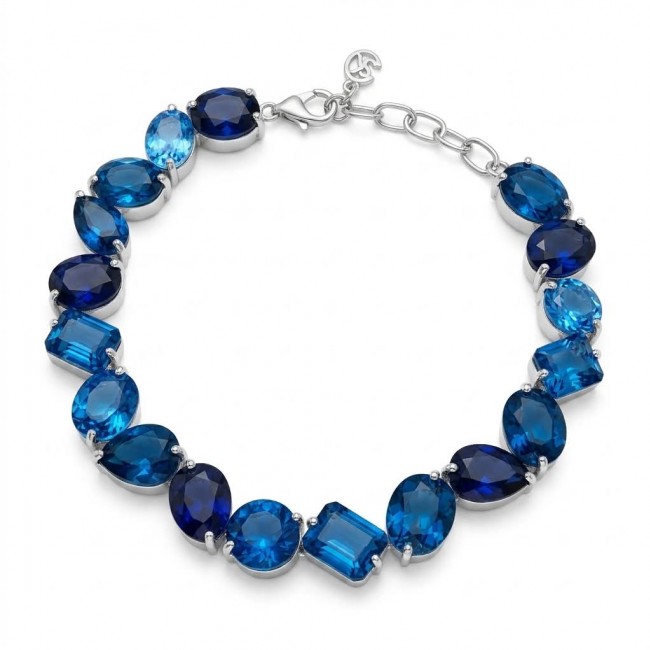 Nautilius 45.5 carat genuine Swiss Blue Topaz .925 Sterling Silver handmade Statement Bracelet