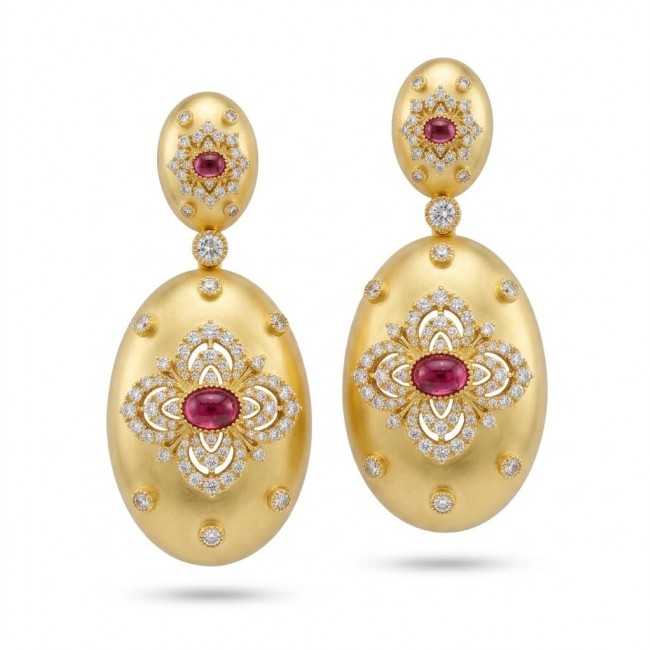 Byzantine design Authentic 8.2 carat 18K Gold over .925 Sterling Silver handcrafted Statement earrings
