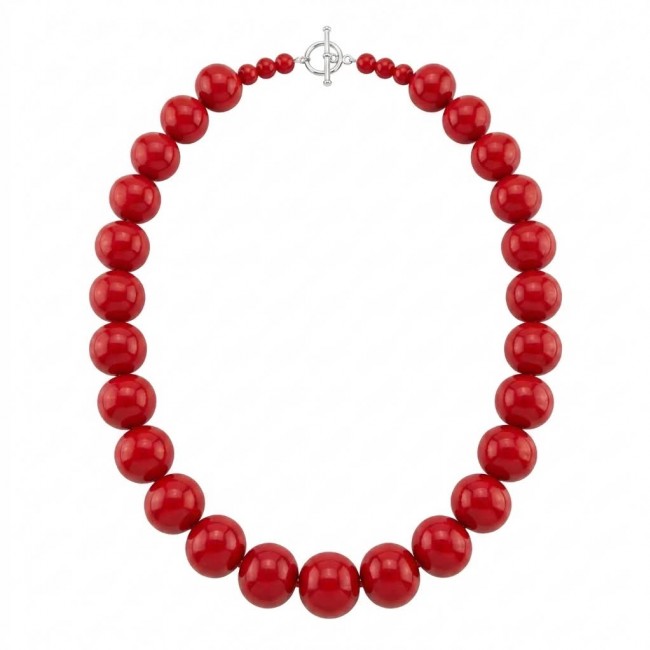 Konstancia Sublime natural Red Fossilized Coral Sterling Silver handmade Necklace