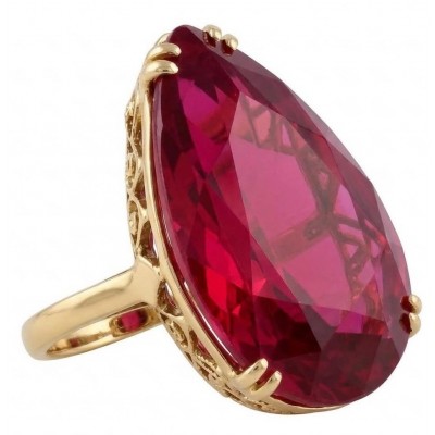 Carmen Natural 25.4 carat Ruby .925 Sterling Silver dipped in 22K Gold handmade Large Statement Ring size 6 1/4