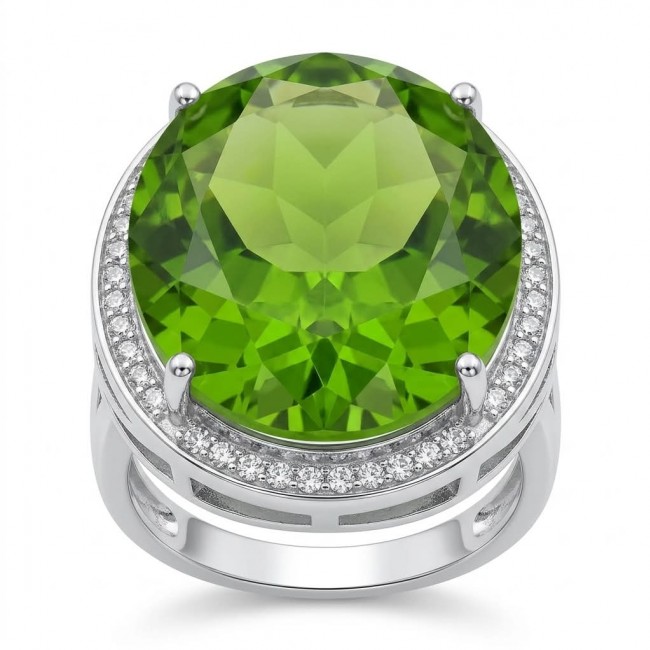 Authentic 22.8 carat Green Neon Topaz .925 Sterling Silver handmade Ring s. 6 1/4