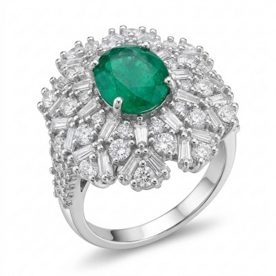 Authentic 4.2 carat Colombian Emerald .925 Sterling Silver handcrafted Ring size 6 1/2