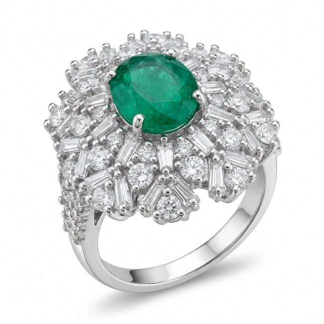 Authentic 4.2 carat Colombian Emerald .925 Sterling Silver handcrafted Ring size 6 1/2