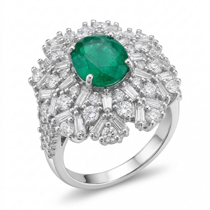 Authentic 4.2 carat Colombian Emerald .925 Sterling Silver handcrafted Ring size 6 1/2