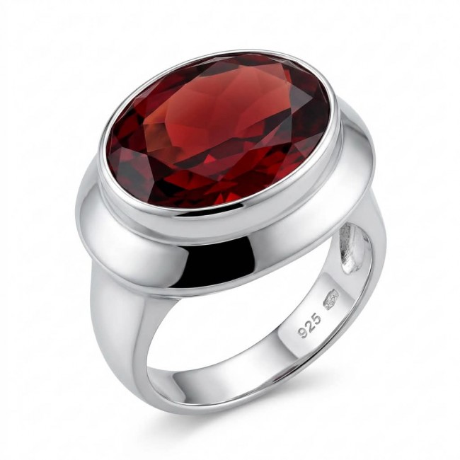 Red Cascade Authentic 10.4 carat Garnet .925 Sterling Silver brilliantly handcrafted large Statement Ring size 8