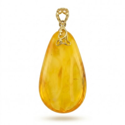 Prehistoric Authentic Baltic Amber REAL 14k Gold beautifully handcrafted Pendant