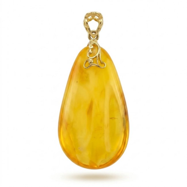 Prehistoric Authentic Baltic Amber REAL 14k Gold beautifully handcrafted Pendant