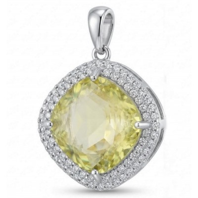 Vivien Luxurious Style - Natural 8.2 carat Citrine .925 Sterling Silver dipped in Rhodium handmade pendant