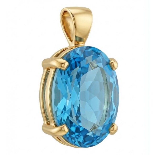 Vintage style 9.8 carat Swiss Blue Topaz .925 Sterling Silver DIPPED IN 18K Gold handmade Pendant