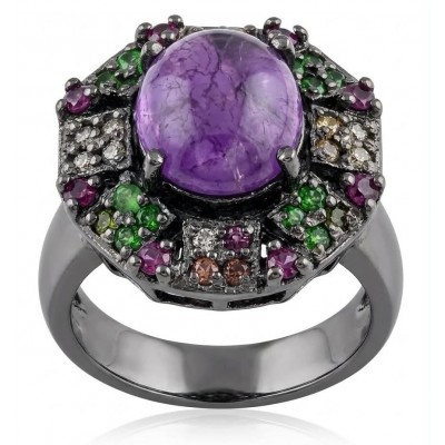Purple Queen 6.2 carat natural Amethyst .925 Sterling Silver Handcrafted Ring size 7 1/4