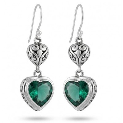 Green Heart Authentic 6.5 CARAT Chrome Diopside .925 Sterling Silver handcrafted earrings