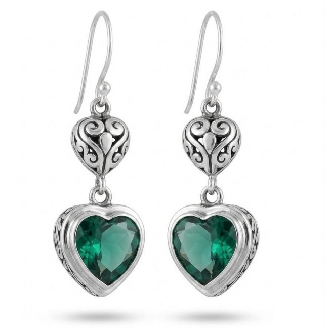 Green Heart Authentic 6.5 CARAT Chrome Diopside .925 Sterling Silver handcrafted earrings