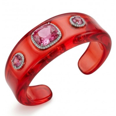 Candy Store - Modern Design Natural Red Raisin Pink Topaz .925 Sterling Silver bracelet