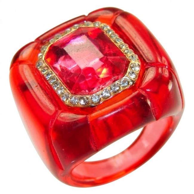 Candy Store - Modern Design Natural Red Raisin Pink Topaz .925 Sterling Silver ring size 8