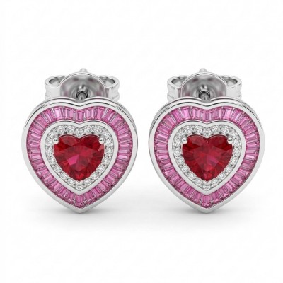 Art deco - My Sweet Heart Natural 2.8 carat Mozambique Garnet .925 Sterling Silver Handcrafted Earrings