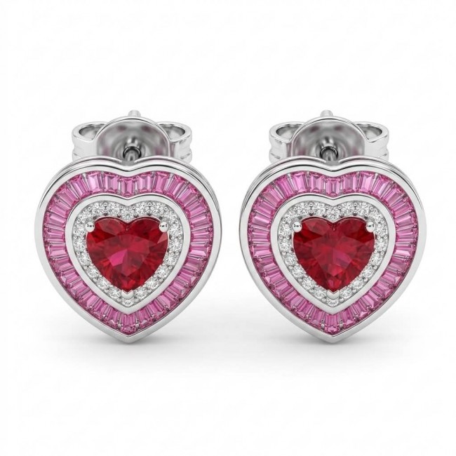 Art deco - My Sweet Heart Natural 2.8 carat Mozambique Garnet .925 Sterling Silver Handcrafted Earrings