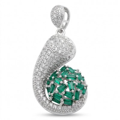 Amazonia - 15.8 carat Colombian Emerald .925 Sterling Silver handmade Statement pendant