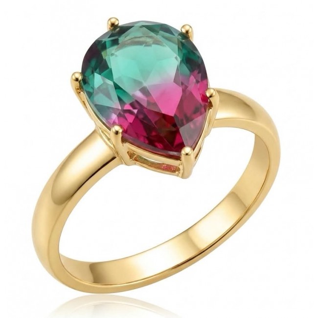 6.8 carat Brazilian Tourmaline .925 Sterling Silver dipped in 18K Gold Perfectly handcrafted Ring s. 9 adjustable