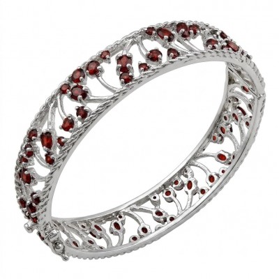 Authentic 18.2 carat Garnet .925 Sterling Silver handmade bangle Bracelet