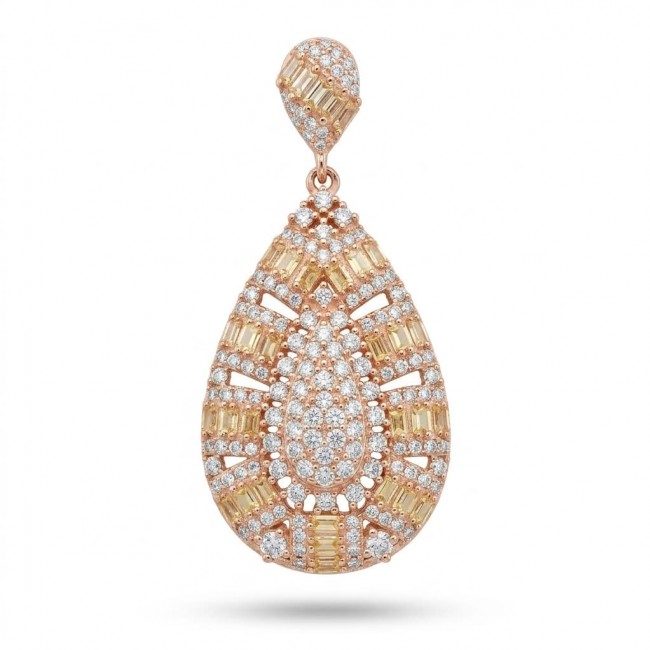 Luxurious pave 5.2 carat White Topaz .925 Sterling Silver dipped in 18K Rose Gold handmade Pendant