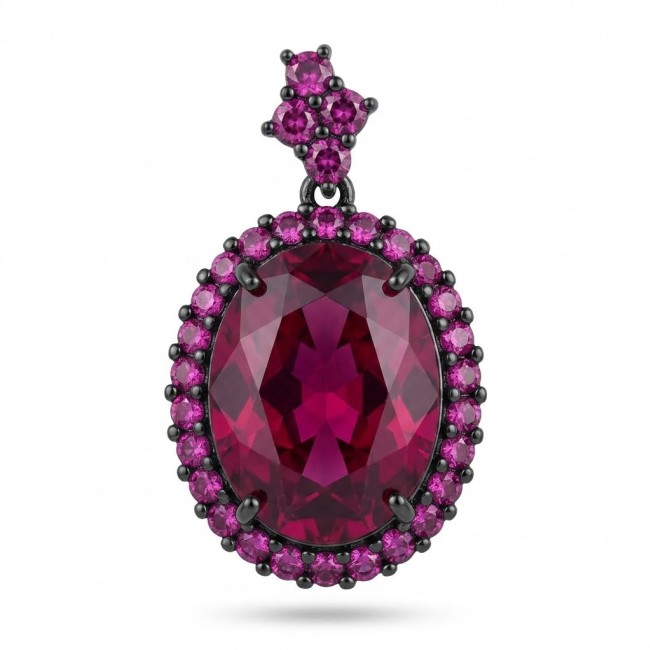 Matilde- Natural 17.8 carat Mozambique Garnet BLACK RHODIUM .925 Sterling Silver Handcrafted pendant