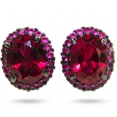 Matilde- Natural 17.8 carat Mozambique Garnet BLACK RHODIUM .925 Sterling Silver HandcraftedHandcrafted Earrings
