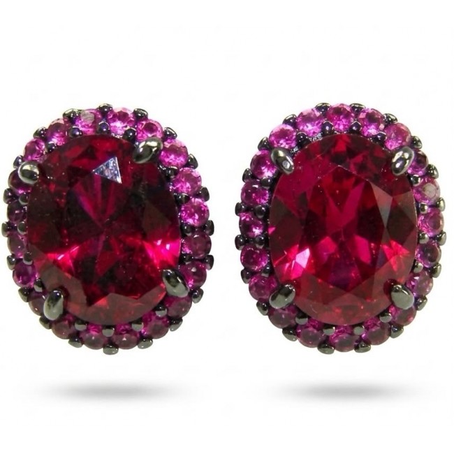 Matilde- Natural 17.8 carat Mozambique Garnet BLACK RHODIUM .925 Sterling Silver HandcraftedHandcrafted Earrings