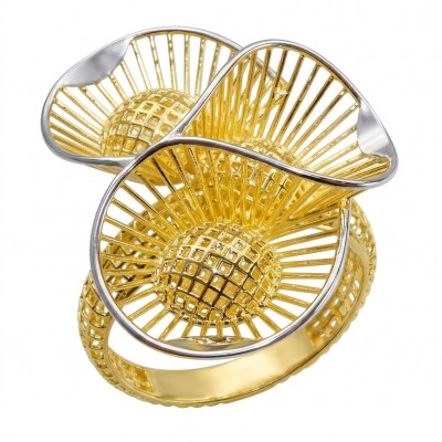 Dubai Style - .925 Sterling Silver dipped in 22K Gold handmade Large ring size 10 1/4