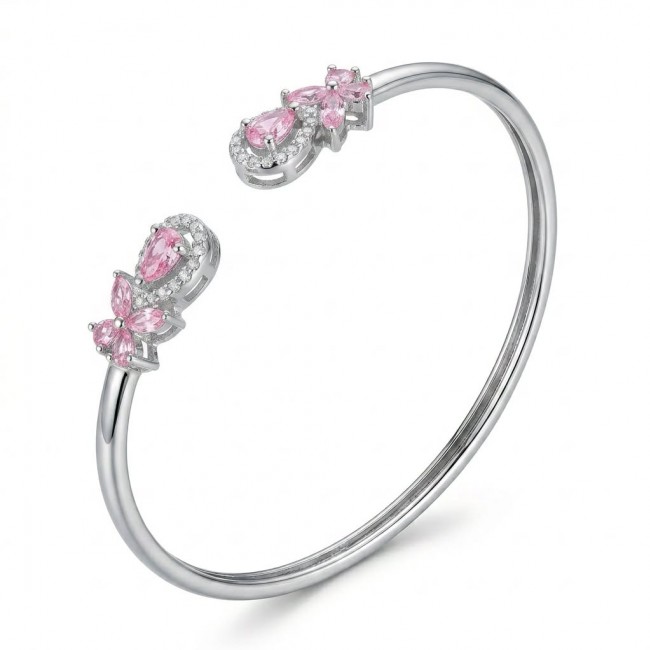 Precious Light Natural 5.2 carat Kunzite .925 Sterling Silver bracelet