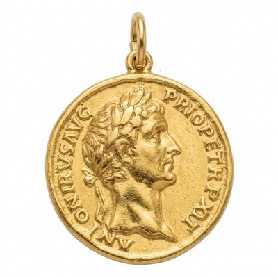 Ave Caesar - Vintage Style Coin .925 Sterling silver and plated with 14K Gold handcrafted pendant