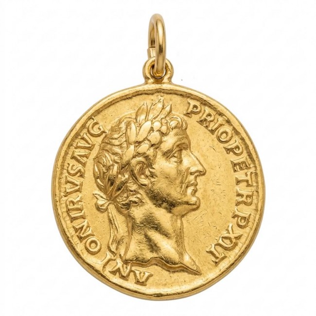 Ave Caesar - Vintage Style Coin .925 Sterling silver and plated with 14K Gold handcrafted pendant