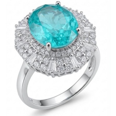 Eau Pure 6.5 carat Paraiba Tourmaline .925 Sterling Silver Handcrafted Ring size 8 1/4