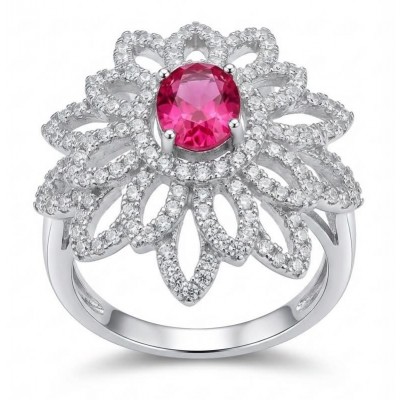 Stella - 3.9 carat Ruby .925 Sterling Silver handcrafted incredible ring s. 7