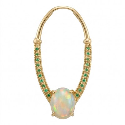 Stella Authentic 10.8 Ethiopian Opal Emerald 18K Gold over .925 Sterling Silver handcrafted Pendant