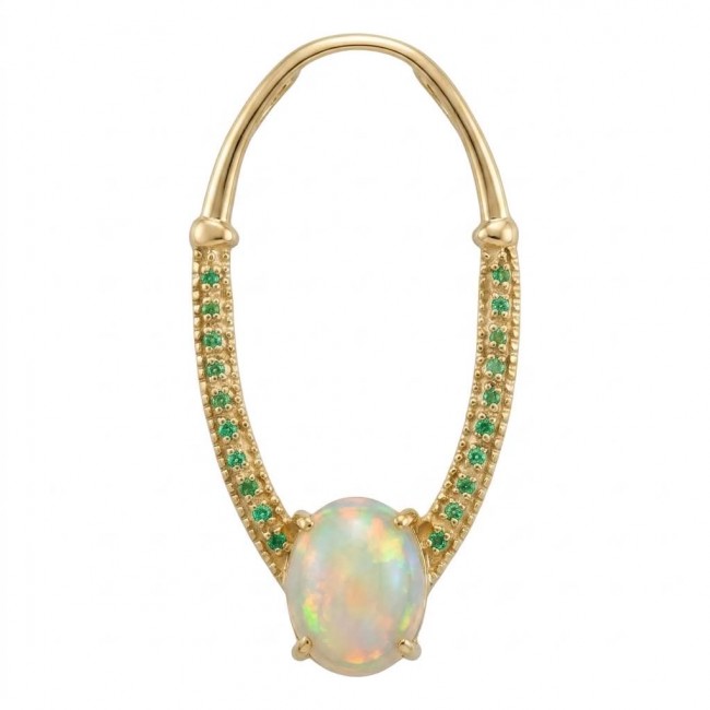 Stella Authentic 10.8 Ethiopian Opal Emerald 18K Gold over .925 Sterling Silver handcrafted Pendant