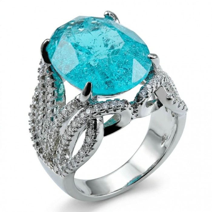 Ocean 14.5 carat Paraiba Tourmaline .925 Sterling Silver Handcrafted Ring size 8 1/4