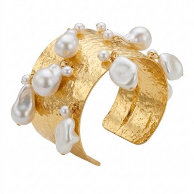 Divine! - Precious Cha Cha Blister Pearl Natural Golden Large Women bracelet