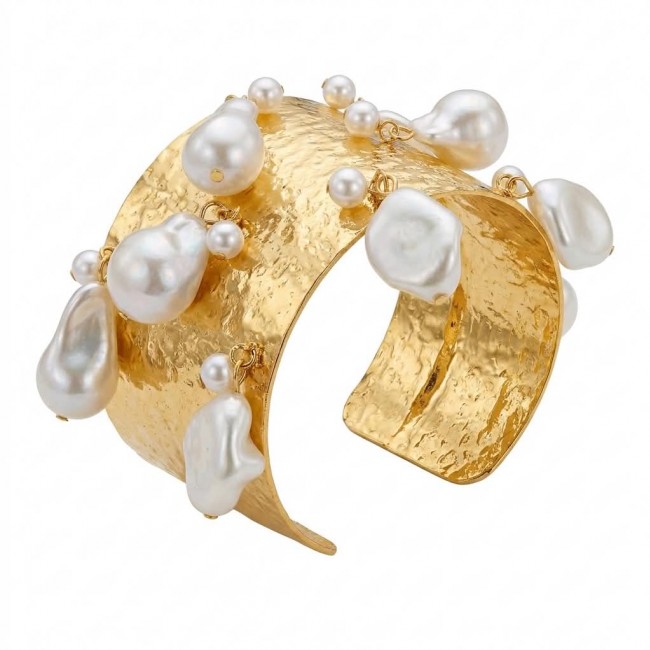 Divine! - Precious Cha Cha Blister Pearl Natural Golden Large Women bracelet