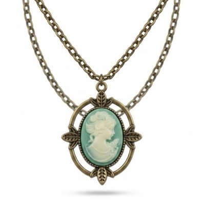 Vintage Beauty Cameo Rainbow Abalone Vintage style dipped in black rhodium Necklace