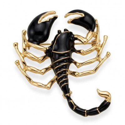 Black Scorpio Silver Overlay Pendant / Brooch
