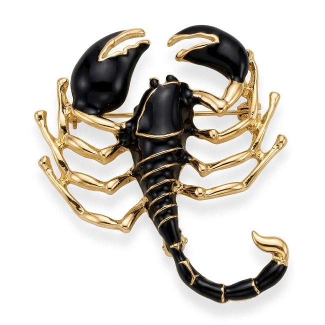 Black Scorpio Silver Overlay Pendant / Brooch